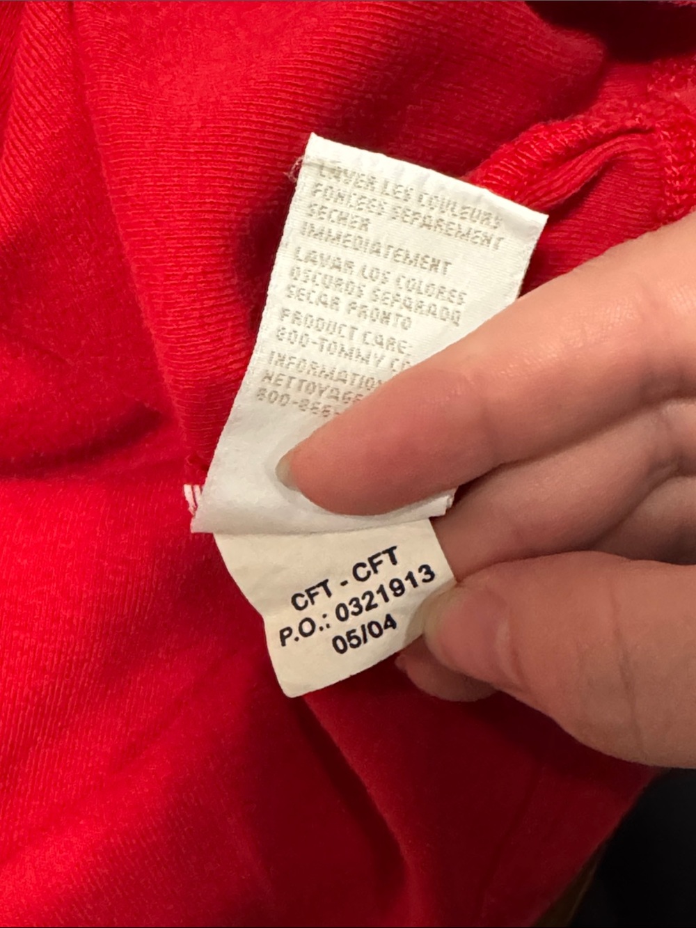 Tommy Hilfiger Vintage Red V‑Neck Long Sleeve Top Stripe Logo Street-style sz XL - Picture 9 of 9